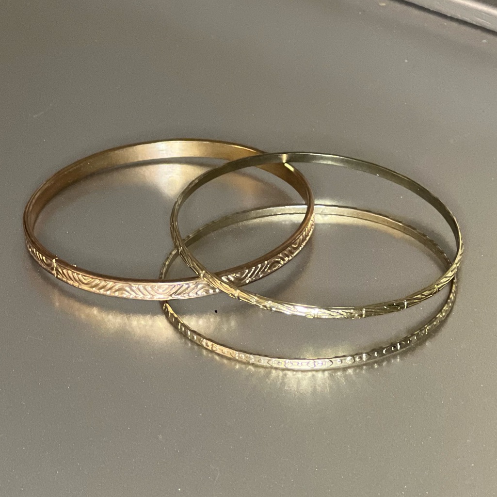 Three Slim Bangle Bracelets